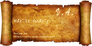 Váli Azár névjegykártya